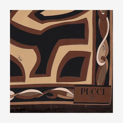 Pucci Geometric-pattern Silk Scarf In Red