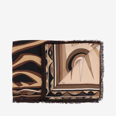 Pucci Geometric-pattern Silk Scarf In Red