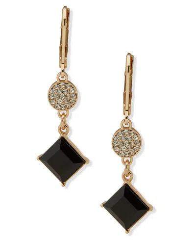 Karl Lagerfeld Glass & Epoxy Stone Gold-tone Pave Double Drop Earrings In Gold