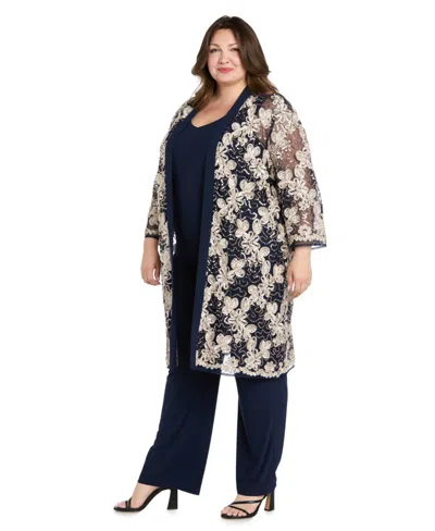 R & M Richards Plus Size 3-piece. Top, Jacket, And Pants Set In Multi