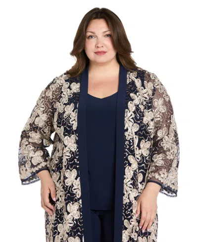 R & M Richards Plus Size 3-piece. Top, Jacket, And Pants Set In Multi