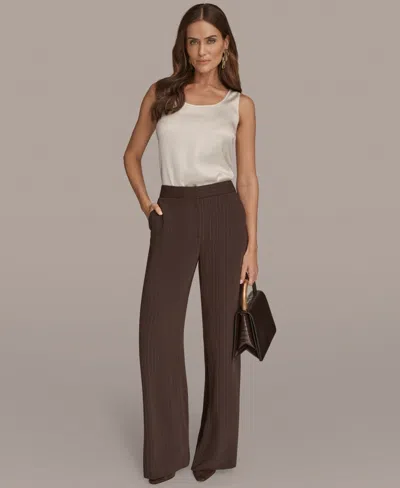 Donna Karan Women's Mid Rise Straight Fit Pinstripe Pants In Brown
