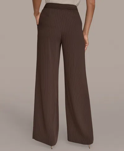 Donna Karan Women's Mid Rise Straight Fit Pinstripe Pants In Brown
