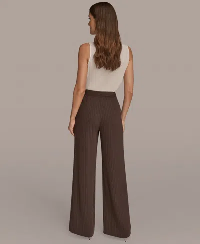Donna Karan Women's Mid Rise Straight Fit Pinstripe Pants In Brown