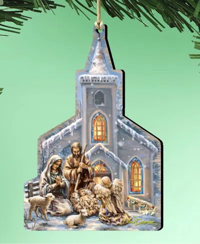 Designocracy Nativity At The Chapel Wooden Ornament In Multi