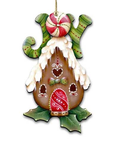 Designocracy Joy Gingerbread House Holiday Ornament In Multi