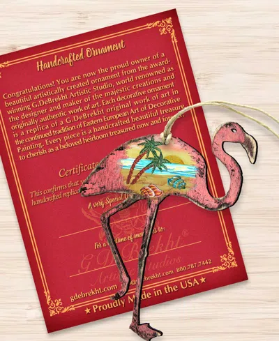 Designocracy Rustic Flamingo Wooden Ornament In Multi