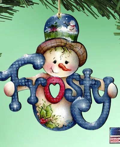 Designocracy Frosty Wooden Holiday Ornament In Multi