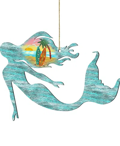 Designocracy Mermaid Scenic Wood Christmas Ornament In Multi