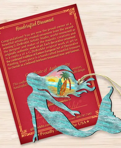 Designocracy Mermaid Scenic Wood Christmas Ornament In Multi