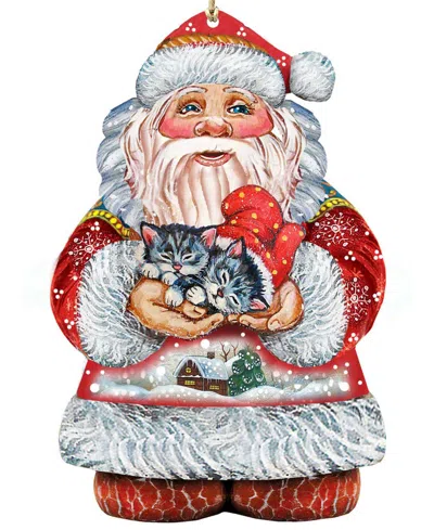 Designocracy Kitten Holiday Santa Christmas Ornament In Multi