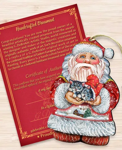 Designocracy Kitten Holiday Santa Christmas Ornament In Multi