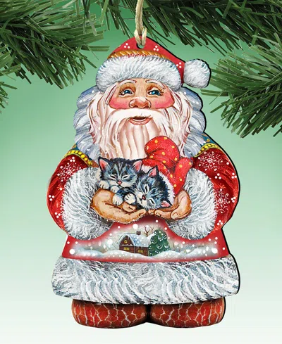 Designocracy Kitten Holiday Santa Christmas Ornament In Multi
