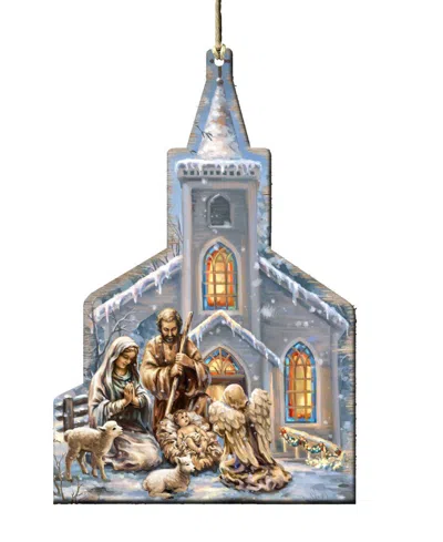 Designocracy Nativity At The Chapel Wooden Ornament In Multi