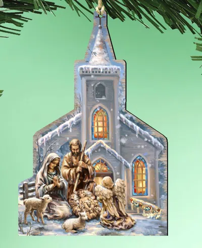 Designocracy Nativity At The Chapel Wooden Ornament In Multi