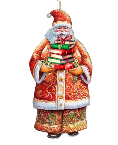 Designocracy Santa's Book Collection Ornament In Multi