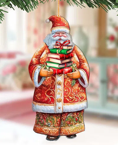 Designocracy Santa's Book Collection Ornament In Multi