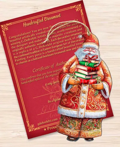 Designocracy Santa's Book Collection Ornament In Multi