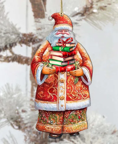 Designocracy Santa's Book Collection Ornament In Multi