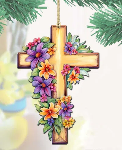 Designocracy Serenity Cross Christmas Ornament In Multi