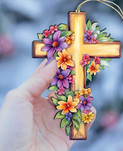 Designocracy Serenity Cross Christmas Ornament In Multi