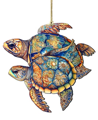 Designocracy Turtles Christmas Wooden Ornament In Multi