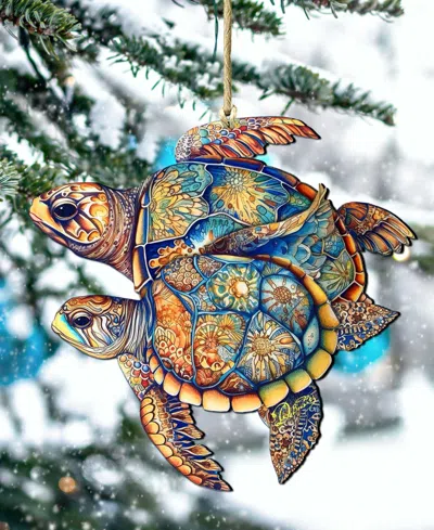 Designocracy Turtles Christmas Wooden Ornament In Multi
