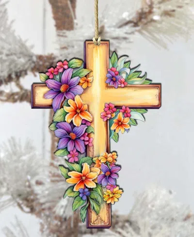 Designocracy Serenity Cross Christmas Ornament In Multi