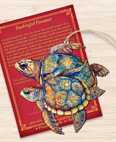 Designocracy Turtles Christmas Wooden Ornament In Multi