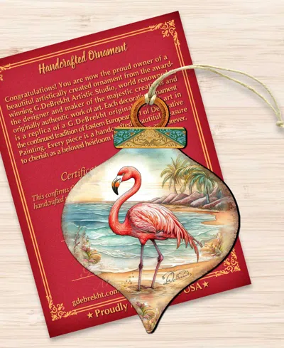 Designocracy Flamingo Charm Christmas Wood Ornament In Multi