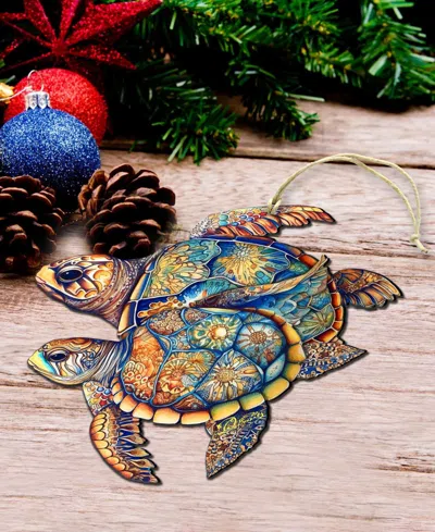 Designocracy Turtles Christmas Wooden Ornament In Multi
