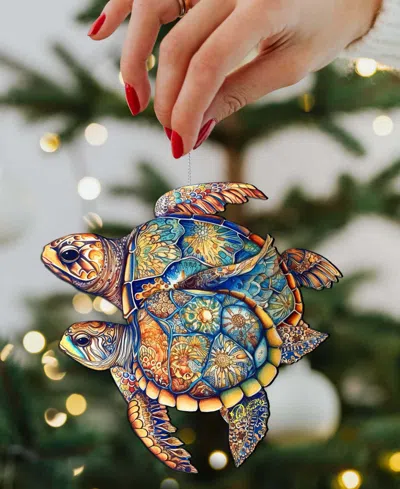 Designocracy Turtles Christmas Wooden Ornament In Multi