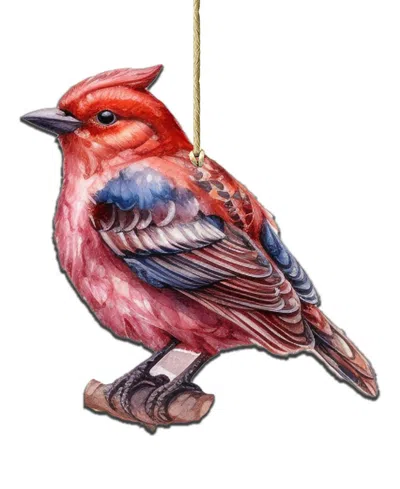 Designocracy Red Forest Bird Christmas Wooden Ornament In Multi