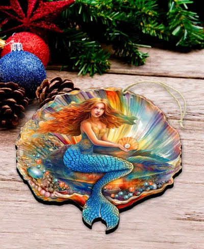 Designocracy Mermaid In The Shell Christmas Ornament In Multi