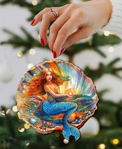Designocracy Mermaid In The Shell Christmas Ornament In Multi