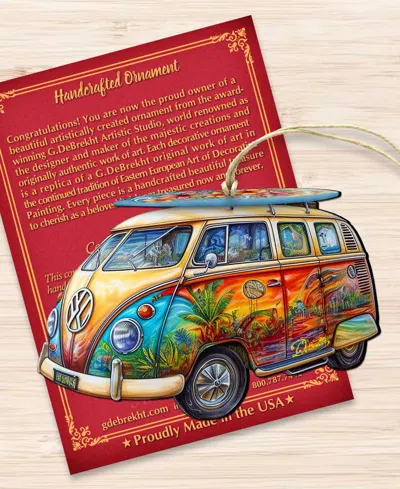Designocracy Hippie Van Christmas Wooden Ornament In Multi