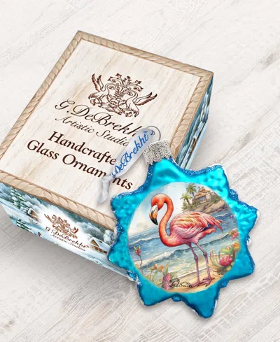Designocracy Flamingo Christmas Glass Ornaments In Multi