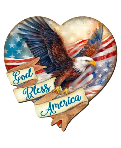 Designocracy God Bless America Patriotic Eagle Decor In Multi