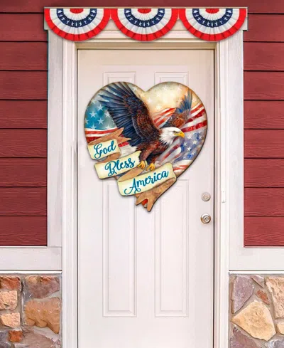 Designocracy God Bless America Patriotic Eagle Decor In Multi