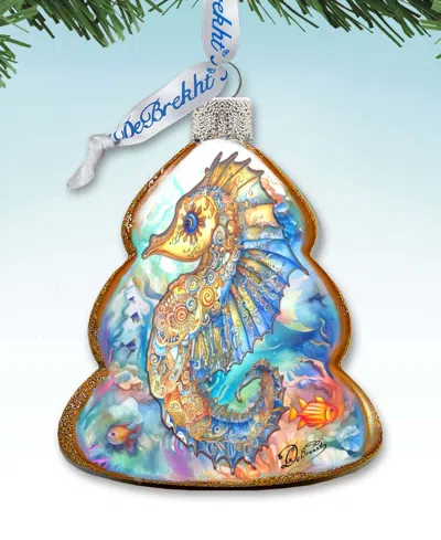 Designocracy Seahorse Christmas Glass Ornaments In Multi
