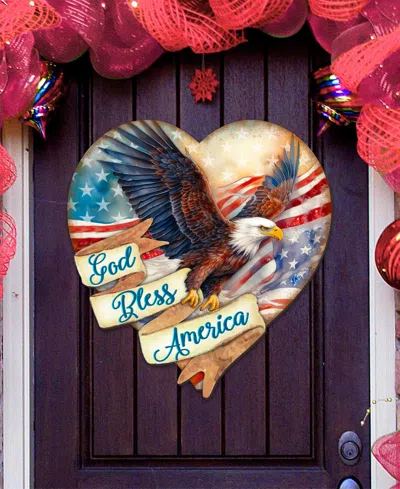Designocracy God Bless America Patriotic Eagle Decor In Multi