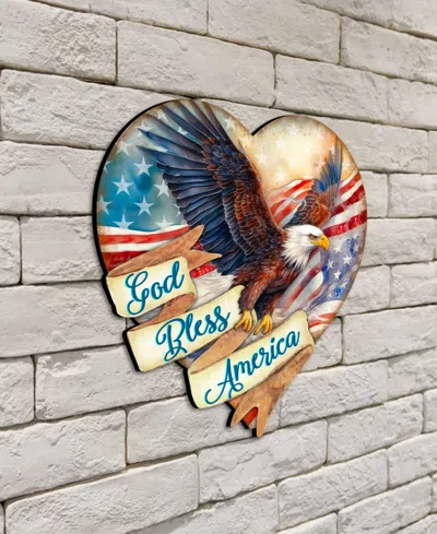 Designocracy God Bless America Patriotic Eagle Decor In Multi