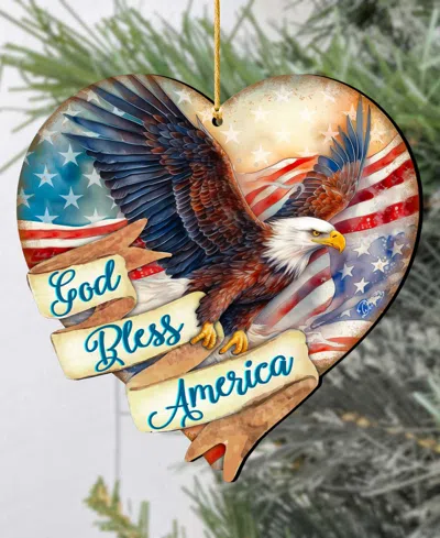 Designocracy God Bless America Christmas Ornament In Multi