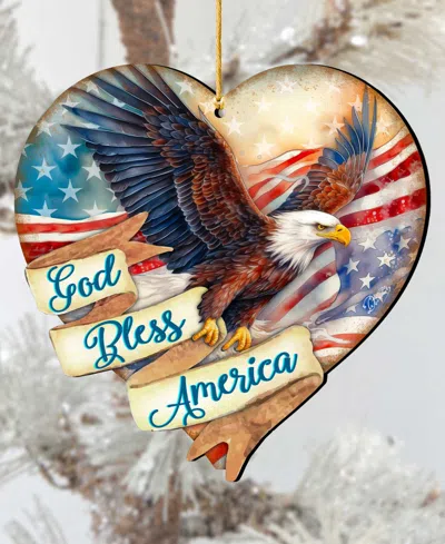 Designocracy God Bless America Christmas Ornament In Multi