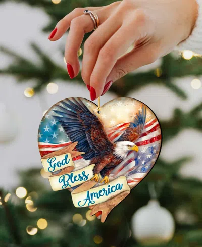 Designocracy God Bless America Christmas Ornament In Multi