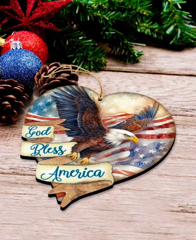Designocracy God Bless America Christmas Ornament In Multi
