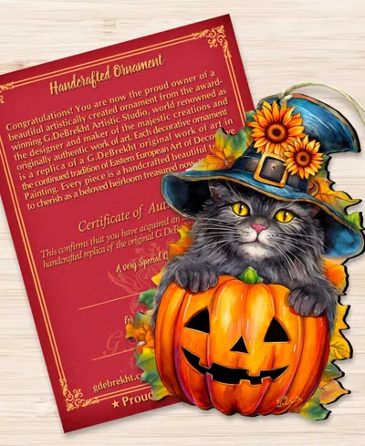 Designocracy Black Cat Christmas Wooden Ornament In Multi