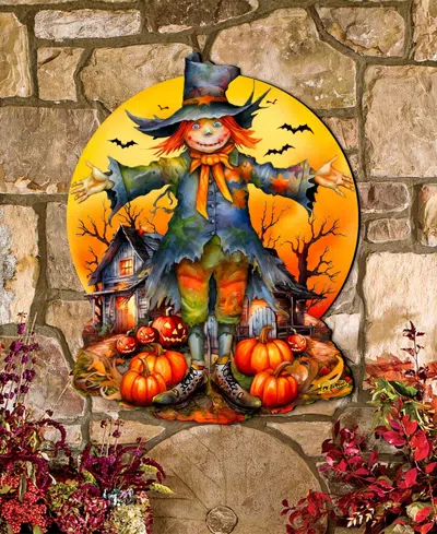 Designocracy Scarecrow Holiday Door Decor In Multi