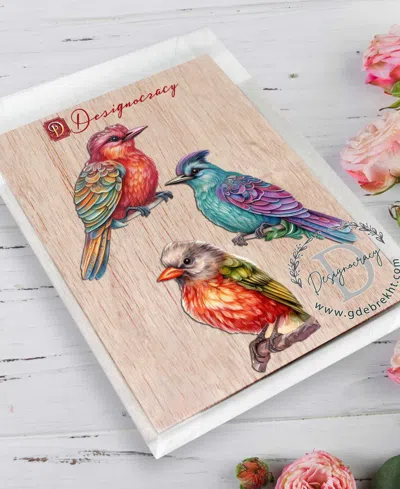 Designocracy Colorful Birds Holiday Ornaments, Set Of 3 In Multi