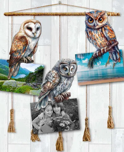 Designocracy Night Owls Wood Clip-on Ornaments, Set Of 3 In Multi
